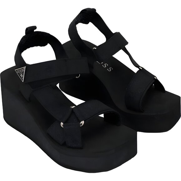 GUESS Daysa Quattro-G Platform Wedge Sandals Black Women's US 8M - Picture 4 of 6